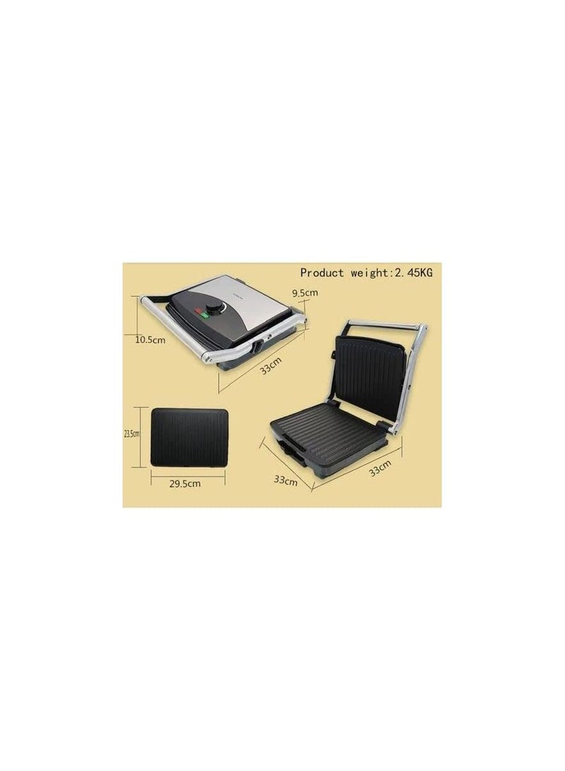 sokany Panini sandwich maker with attached grill, made of stainless steel, 2000 wat - Image 4