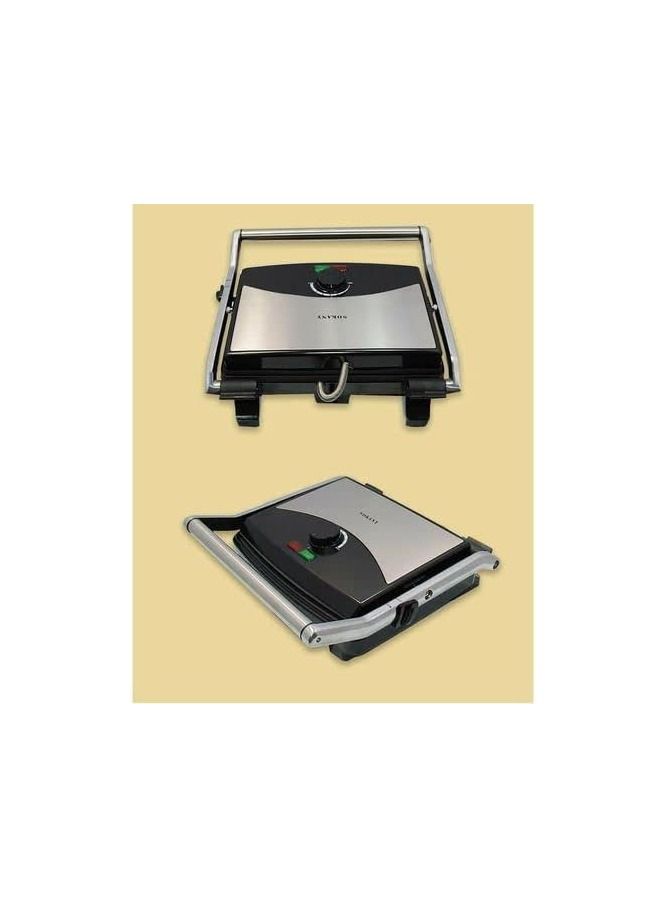 sokany Panini sandwich maker with attached grill, made of stainless steel, 2000 wat - Image 3