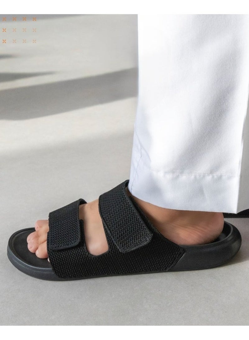 ELEMENTA (Aura) Adjustable Slide – Lightweight Comfort Slippers with Arch and Heel Support, Soft Cushion Sole & Adjustable Straps for Indoor & Outdoor Use, Black - Image 1