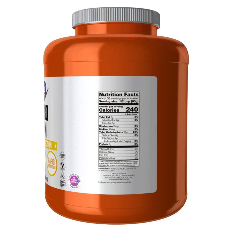 Now Sports Carbo Gain Unflavored Maltodextrin Powder For Energy Production 3.6kg - Image 2