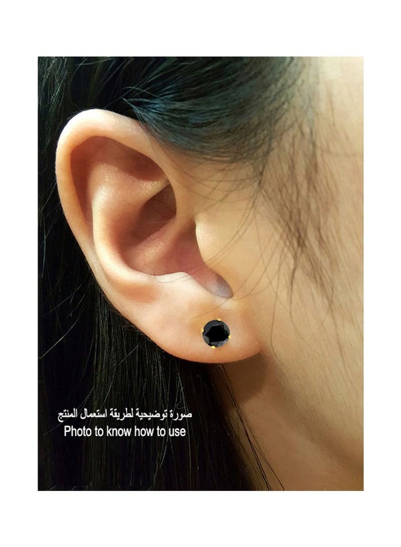 24K Gold Plated Earring 5mm Black Cubic Zirconia Stone Made in USA