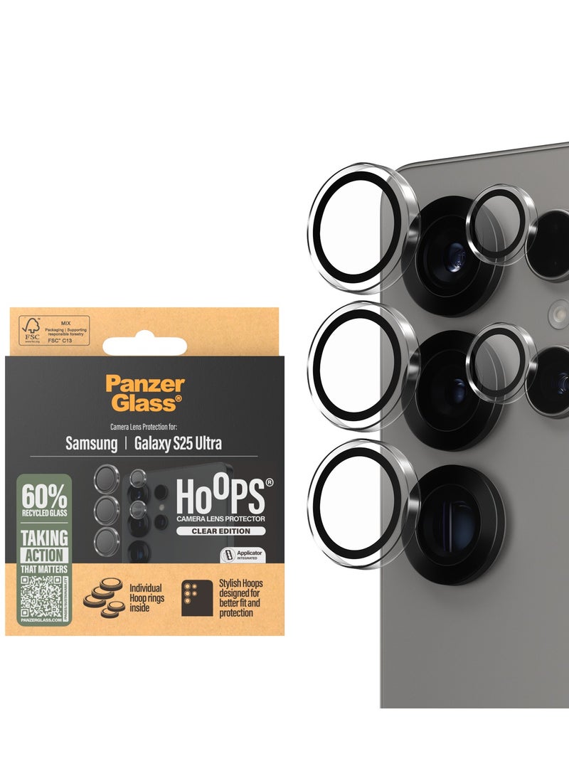 PanzerGlass حماية عدسة كاميرا بانزر جلاس هووبز لهاتف سامسونج جالاكسي S25 ألترا، مقاومة للخدوش والصدمات، سهلة التركيب، زجاج مقسى فائق النحافة، متوافقة مع غلاف جالاكسي S24/S25 ألترا، شفافة - Image 1