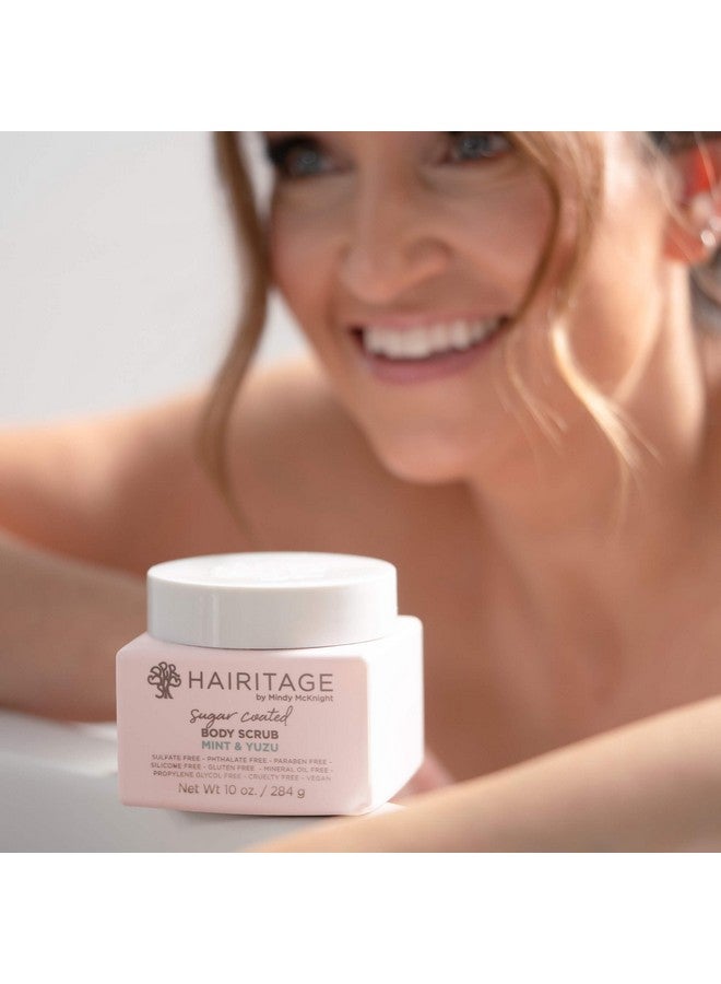 هيريتيج مقشر الجسم المغطى بالسكر والنعناع واليوزو المعطر وزيت اللوز الحلو وزيت جوز الهند لجميع أنواع البشرة، إكليل الجبل والزيوت العطرية البرتقالية، مقشر الجسم فائق الترطيب 10 أونصة سائلة. أوز. - Image 3