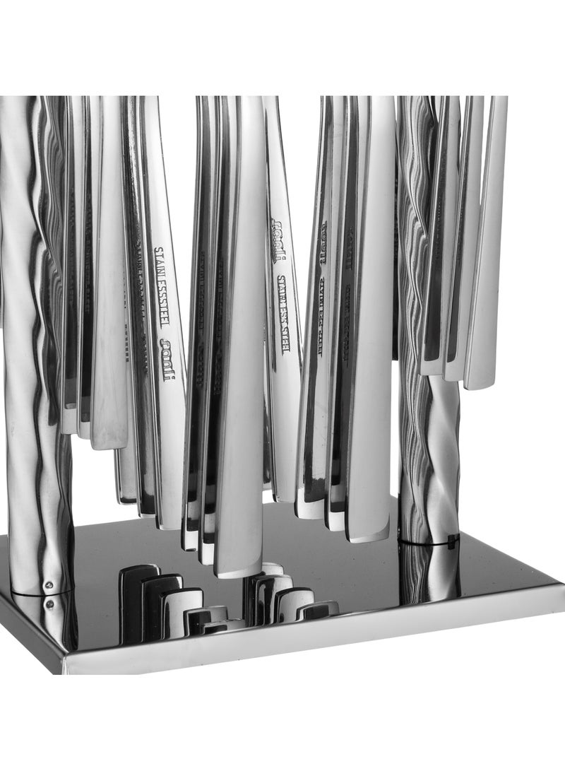 Abareek Al Safa 24-piece silver stainless steel spoon set with stand - Image 3