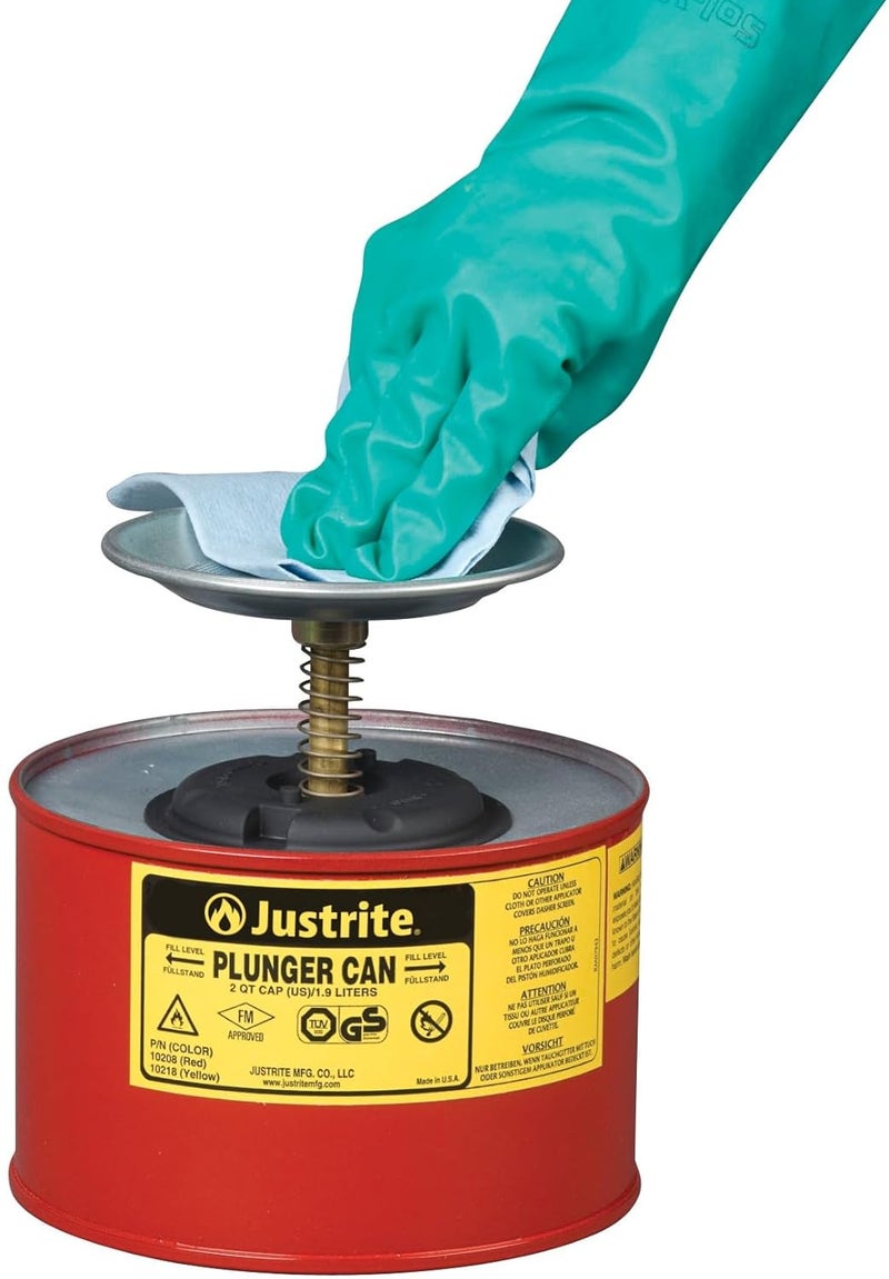 Justrite Plunger Can, 1/2 Gallon Capacity, Galvanized Steel Construction - Image 4