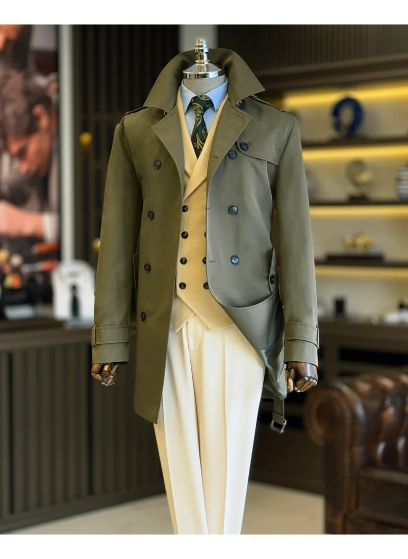 Terzi Adem Italian style slim fit seasonal men's trench coat Green T4976