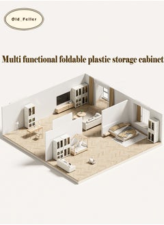 Old_Feller Foldable Plastic Storage Box 2 Layers Portable Children's Wardrobe Collapsible Cabinet Quick Install Toddler Dresser with Hanging Rod and 6 Hangers and Door, Closet Organizers with Universal Pulley  - Image 4