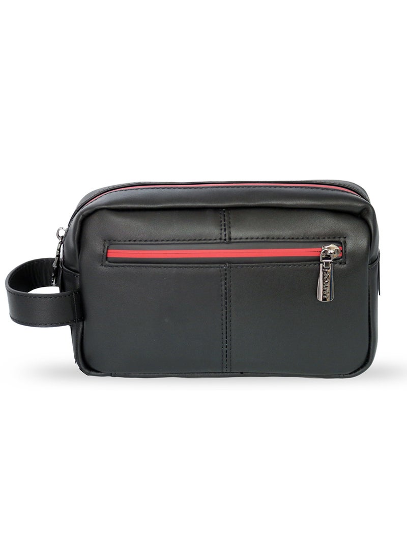 JOVIAL Modern Leather Handbag Red Zipper Accents with Dual Compartments and Side Handle - Image 2