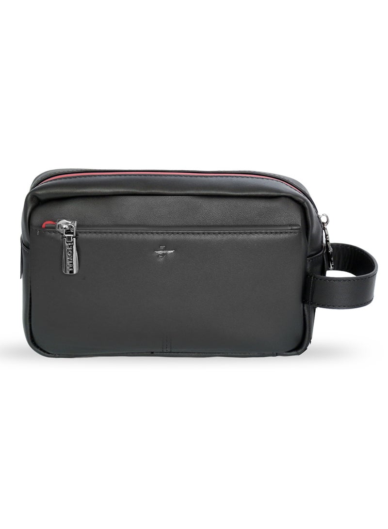 JOVIAL Modern Leather Handbag Red Zipper Accents with Dual Compartments and Side Handle - Image 1