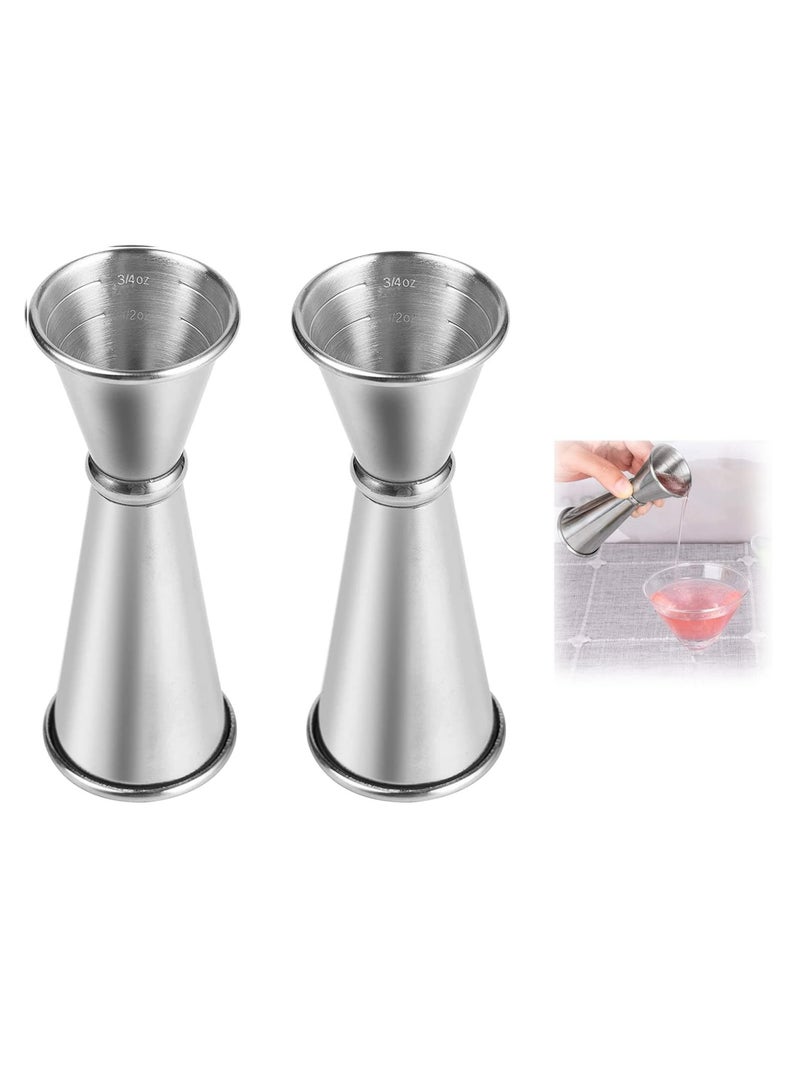 Double Jigger for Bartending Jigger 2 oz 1 oz Cocktail Jigger Japanese Jigger Bar Jigger Cocktail Measuring Jigger Liquor Measuring Jigger with Measurements Inside 2PCS - Image 1