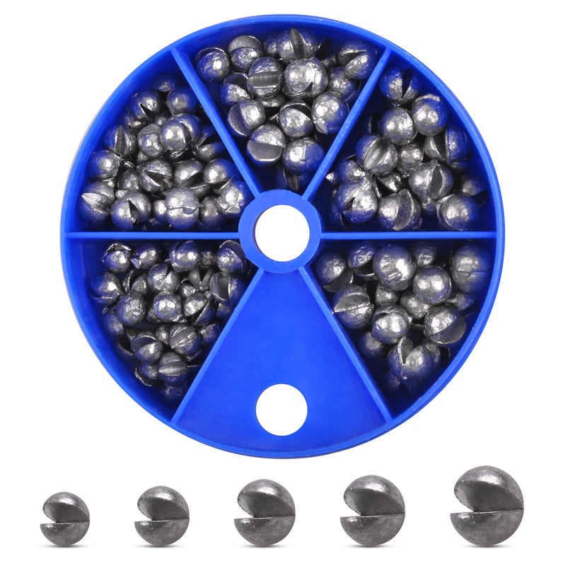 Shaddock Fishing Split Shot Fishing Weights Sinkers 215PCS Fishing Weights and Sinkers Assortment Round Removable Fishing Sinkers Lead Weights Fishing (Blue Box) - Image 1
