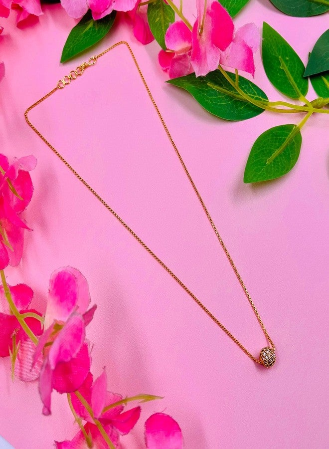 JHB Gold Plated American Diamond Single Ball Pendant with Chain for Women and Girls - Image 3