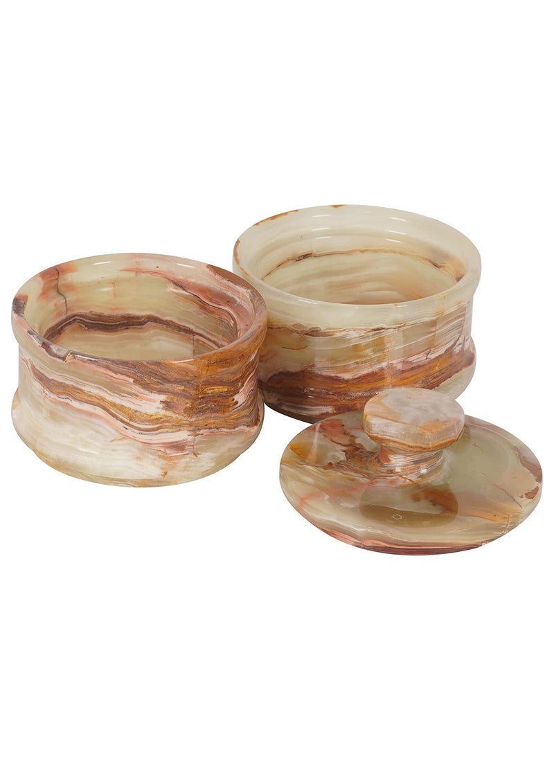RADICALn RADICALN Handmade Green Marble Double Salt Cellar With Lid Kitchen Accessories  - Image 1