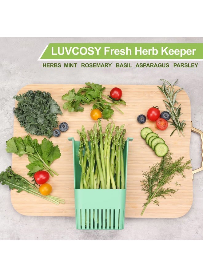 LUVCOSY 3 Pack Herb Keeper, BPA-Free Plastic Herb Saver with an Inner Basket for Cilantro, Mint, Parsley, and Asparagus, Keeps Fresh Herbs for 3 Times Longer - Image 3