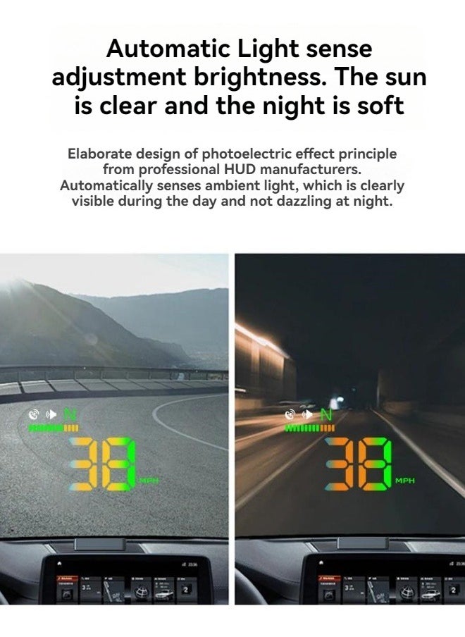 إم مياويان - شاشة عرض رأسية HUD للسيارة، شاشة عرض حالة السيارة، عداد السرعة متعدد الوظائف، شاشة عرض عالية الوضوح - Image 1