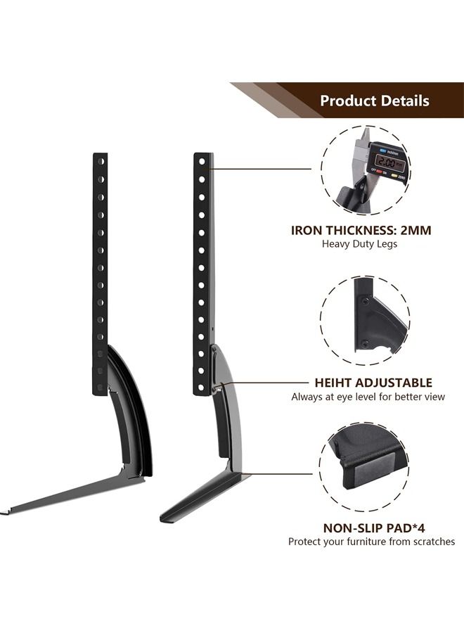 Captaintech Universal Table Top TV Stand Base TV Legs for Most 32 37 40 42 47 50 55 LCD LED Plasma Flat Screen TVs Height Adjustable Leg TV Replacement Stand Holds up to 88 lbs Max VESA 800x400 mm - Image 3