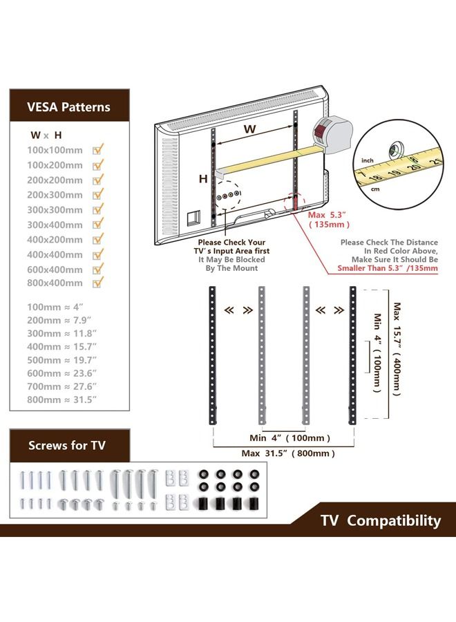 Captaintech Universal Table Top TV Stand Base TV Legs for Most 32 37 40 42 47 50 55 LCD LED Plasma Flat Screen TVs Height Adjustable Leg TV Replacement Stand Holds up to 88 lbs Max VESA 800x400 mm - Image 5