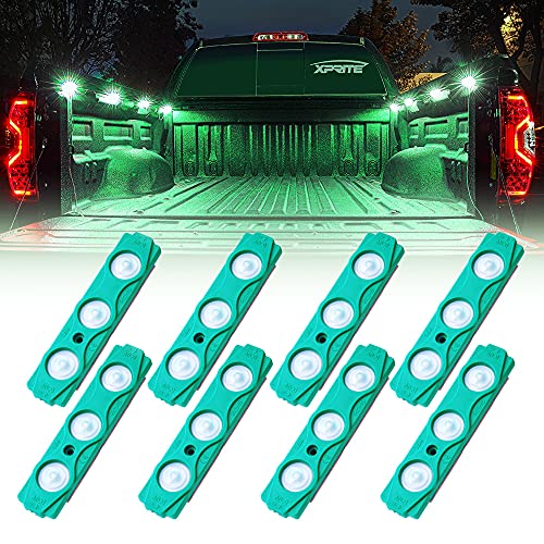 Xprite Green LED Truck Bed Light Kits with On/Off Switch, for Pickup Exterior Interior Lights Strips, Footwells, Running Boards, Cargo, Under Car, Tonneau Cover, Rail Rock Lighting - 8 PCs - Image 1