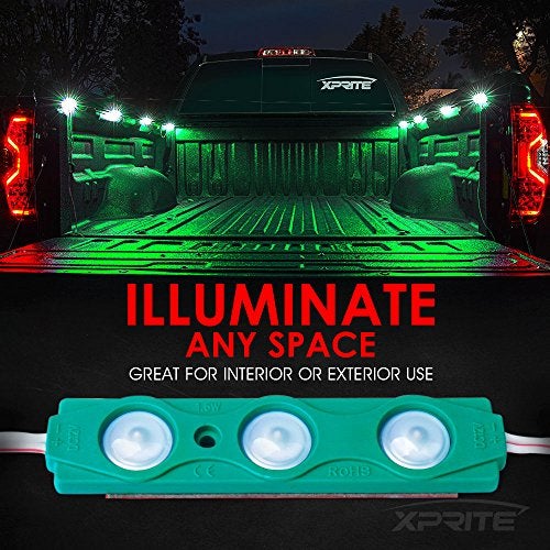 Xprite Green LED Truck Bed Light Kits with On/Off Switch, for Pickup Exterior Interior Lights Strips, Footwells, Running Boards, Cargo, Under Car, Tonneau Cover, Rail Rock Lighting - 8 PCs - Image 3