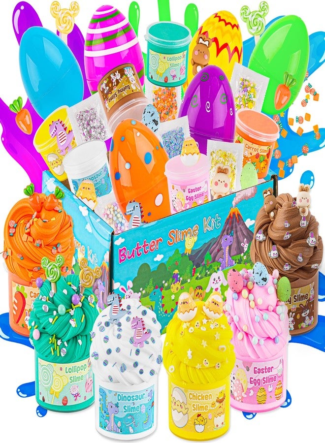 LAWOHO 6 Easter Slime Set, Butter Slime for Children with Easter Eggs & Easter Slime Add-ins, Fluffy Slime Set for Girls and Boys, 360 ml Easter Butter Slime Making Kit, Slime Children's Party Favours - Image 1