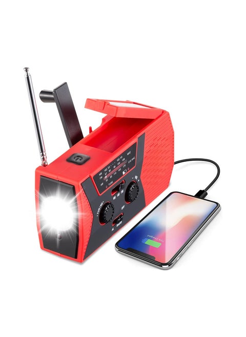 Hand cranked 4-in-1 Solar Radio with 2000mAh Battery and Emergency Light
