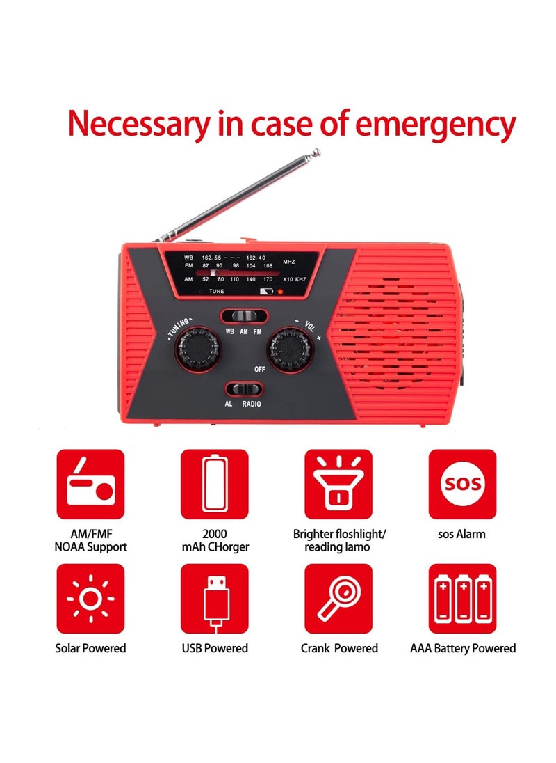 BELLSBERRY - Hand cranked 4-in-1 Solar Radio with 2000mAh Battery and Emergency Light - Image 1