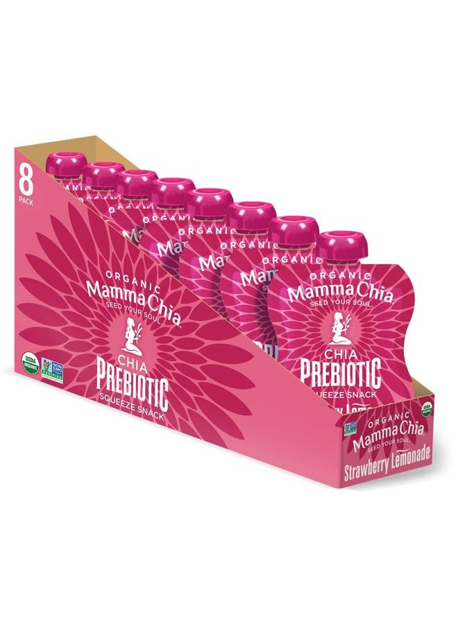 Mamma Chia Organic Prebiotic Squeeze Snack, Strawberry Lemonade, 16-3.5 Ounce, Fiber-Rich Prebiotic Gut Support, USDA Organic, Non-GMO, Vegan, Gluten Free (Pack of 16) - Image 1