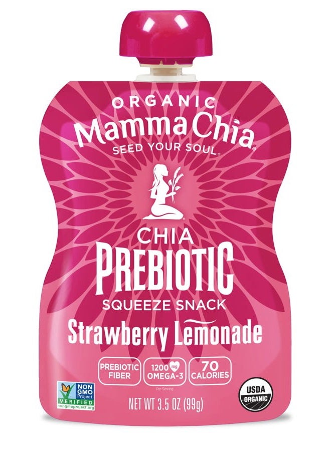 Mamma Chia Organic Prebiotic Squeeze Snack, Strawberry Lemonade, 16-3.5 Ounce, Fiber-Rich Prebiotic Gut Support, USDA Organic, Non-GMO, Vegan, Gluten Free (Pack of 16) - Image 2
