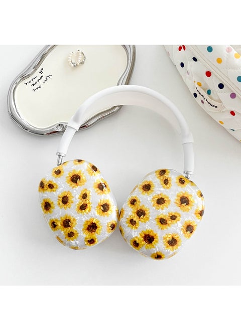 For Apple AirPods Max Protective Cover For Apple Headset Apm Protective Shell Earmuffs-Color:Yellow Flower Shell Pattern