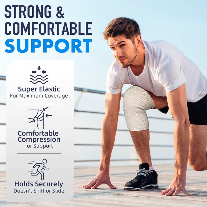 LotFancy Elastic Bandage Wrap 3 Wide x 15 Feet 4 Pack Cotton Compression Bandages with HookandLoop Closure on Both Ends Support  First Aid for Sports Medical Injury Recovery - Image 5