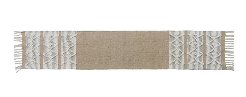 POSHREYA Cotton Table Runner for 4 6 Seater Dining Table|Centre Table|Coffee Table|Living Room|Table Decor|Eating Area|Decorative Runner|(14*72 INCHES)|Beige White|TRPS 024 - Image 4