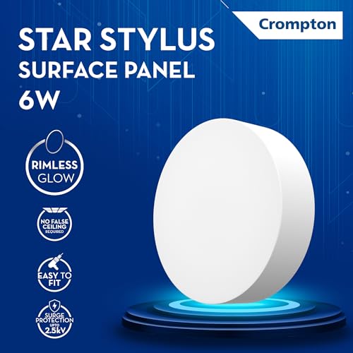 Crompton Platina Star Stylus Surface Panel 6W Round Cool Day Light | Pack of 2 | No False Ceiling Required, Outer Dimension: 90 mm | Surface Mount | for Hall, Bedroom, Kitchen, Office, Store - Image 2