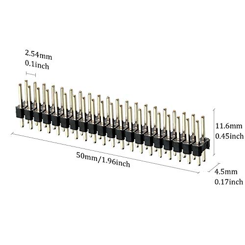 Frienda Break-Away 0.1 Inch 2 x 20-pin Strip Dual Male Header Double Row Straight Connector Pin Header Compatible with Raspberry Pi Zero GPIO (Pack of 20) - Image 3