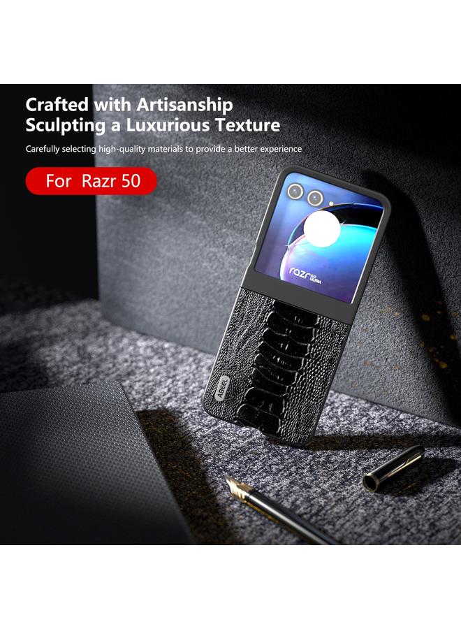 S-TOP Case For Motorola Razr 50 ABEEL Genuine Leather Weilai Series Phone Case - Image 3