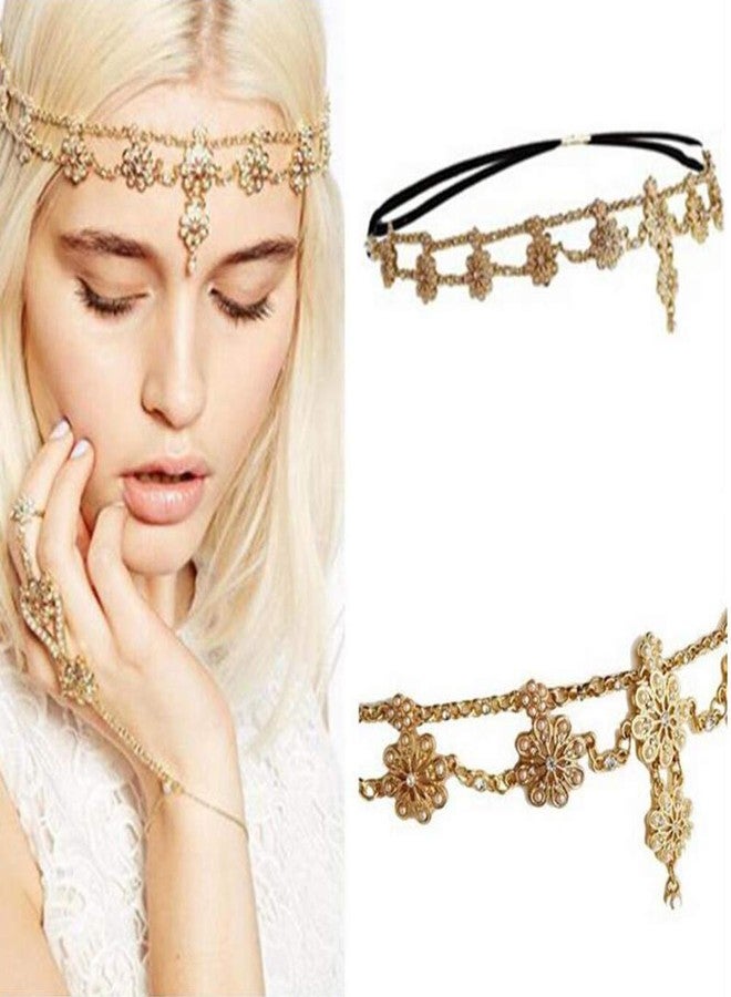 يرتير سلسلة رأس فضية وذهبية عتيقة الطراز من YERTTER للنساء، إكسسوارات شعر للحفلات، مجوهرات شعر للنساء والفتيات (فضي) - Image 1