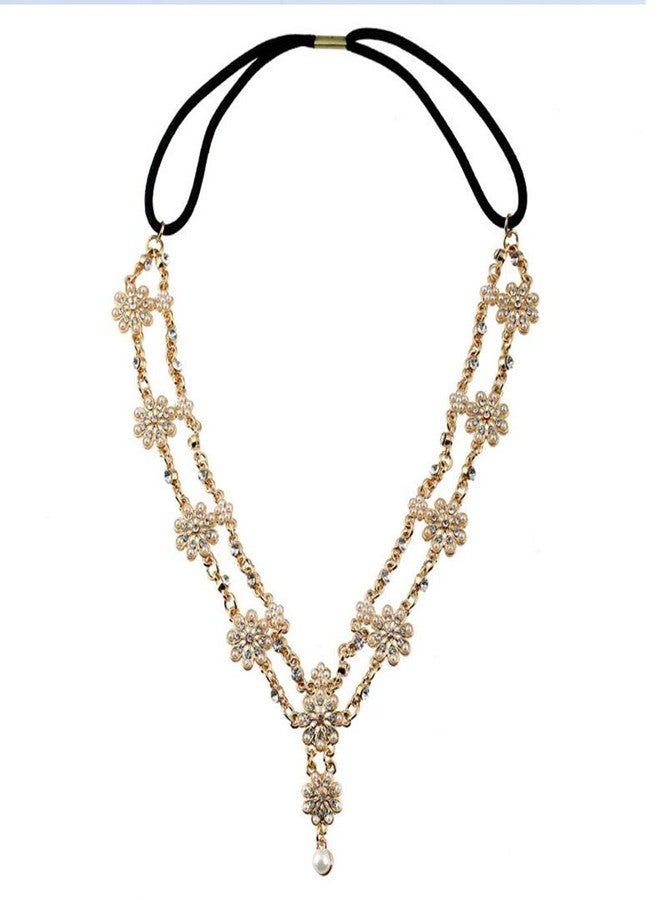 يرتير سلسلة رأس فضية وذهبية عتيقة الطراز من YERTTER للنساء، إكسسوارات شعر للحفلات، مجوهرات شعر للنساء والفتيات (فضي) - Image 2