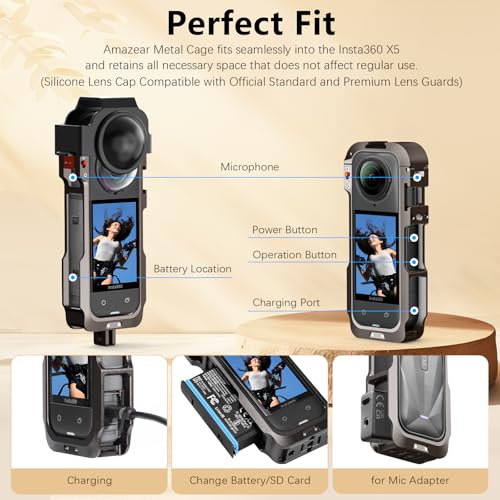 AMAZEAR Metal Protective Case for Insta360 X5 Accessories, Insta 360 X5 Multifunction Utility Frame Stronger Construction Aluminum Cage with Quick-Release Safety Lock, Various Expansion Mounts - Image 3