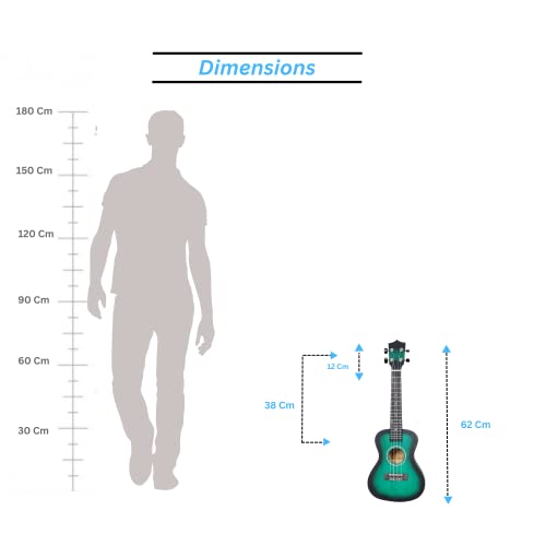 BLUEBERRY UK-50 Concert Ukulele Body made with Lindon and Mahogany Wood,Rosewood Fingerboard with Bag and 2 Picks - 23 Inch (GREEN) - Image 3