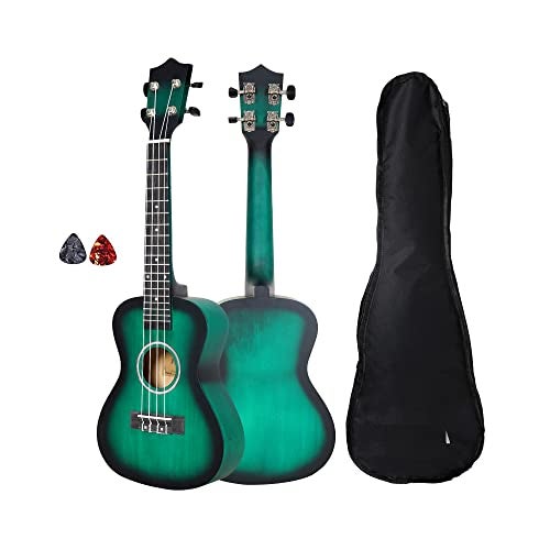 BLUEBERRY UK-50 Concert Ukulele Body made with Lindon and Mahogany Wood,Rosewood Fingerboard with Bag and 2 Picks - 23 Inch (GREEN) - Image 1