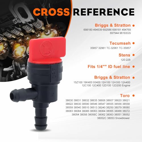 HIPA (Pack of 2) 1/4" 90 Degree Fuel Shut Off Valve for 698181 494539 697944 Tecumseh 35857 - Image 2