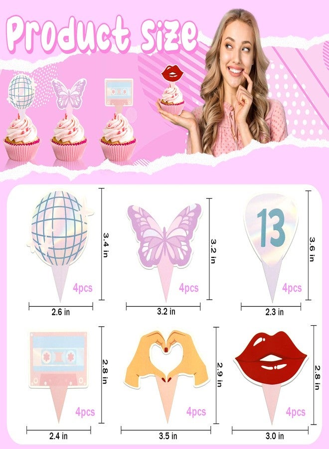 MEMOVAN Eras Party Cupcake Topper 24PCS Concert Party Cake Decoration I'm the Birthday Girl It's Me Cake Topper Super Star Birthday Cake Decor for Bachelorette Fans Celebration Guitar Bridesmaid - Image 2