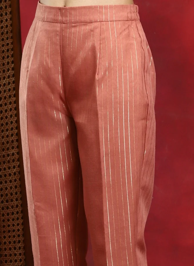 أيه كيه إس طقم كورتا مخطط باللون الصدئ للنساء