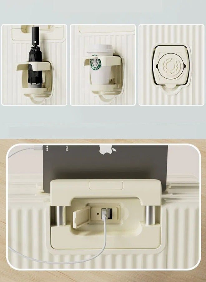 عربست حقيبة سفر خفيفة الوزن مع شحن USB وحامل الأكواب – شنطة سفر متينة للطلاب بسعة كبيرة وعجلات متعددة الاستخدامات - Image 3