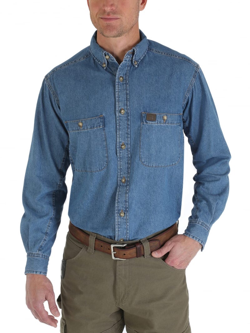 Wrangler Riggs Workwear mens Denim Work Shirt ,Antique Navy ,Medium - Image 1