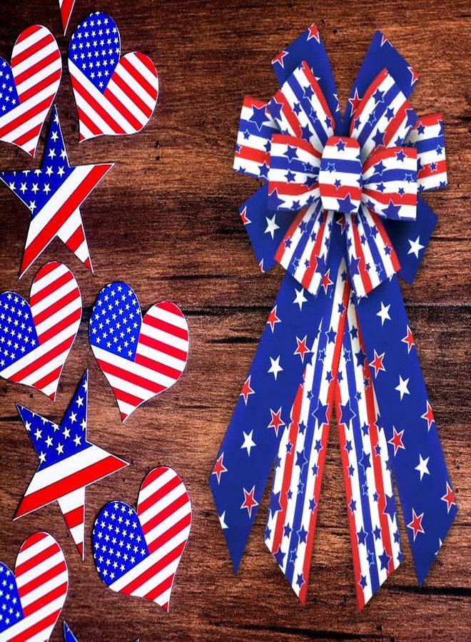 ABTOLS Patriotic Wired Edge Ribbons 2.5" 10 Yards, Memorial Day White Red Blue Stripe Ribbons Patriotic Star Wrapping Ribbon American Linen Ribbon for 4th of July Party Wrapping DIY Craft Decoration - Image 4