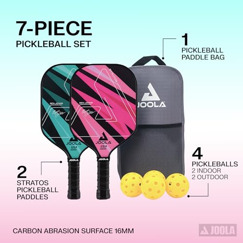JOOLA Ben Johns Pickleball Set - Made with Reinforced Fiberglass and Honeycomb Polypropylene - Includes 2 Paddles, 4 Balls, and JOOLA Pickleball Bag - Image 2