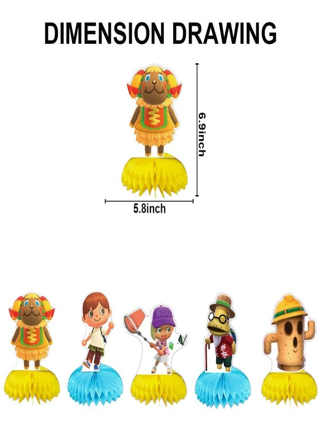 5Pcs Animal-Crossing Party supplies set Animal-Crossing Honeycomb Centerpieces Double Sided Table Topper for birthday party decoration Kids Baby Shower - Image 2
