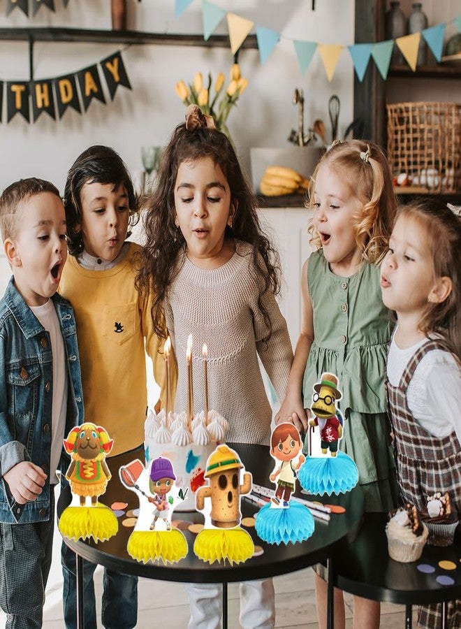 5Pcs Animal-Crossing Party supplies set Animal-Crossing Honeycomb Centerpieces Double Sided Table Topper for birthday party decoration Kids Baby Shower - Image 5