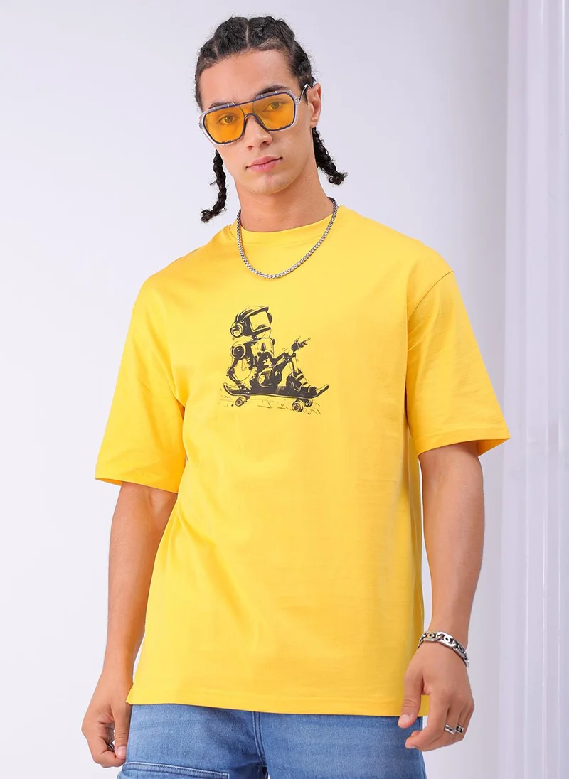 ذا انديان كراج كو Men Boxy Oversized Graphic Back Printed Round Neck Tshirt