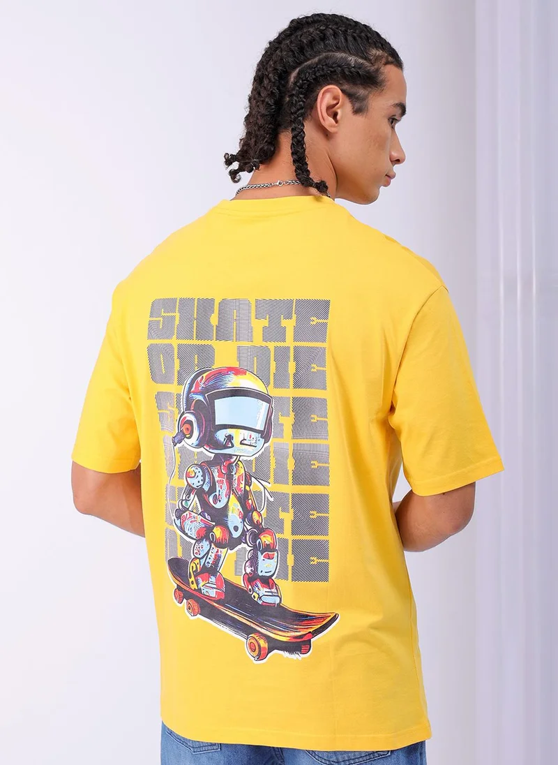 ذا انديان كراج كو Men Boxy Oversized Graphic Back Printed Round Neck Tshirt